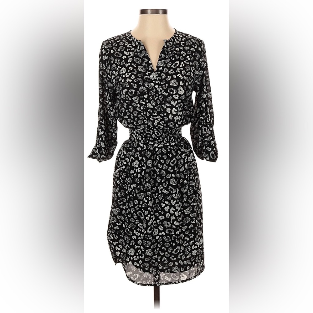 NWOT Bar III Black White Leopard Print 3/4 Sleeve Dress Women’s XS Office Summer